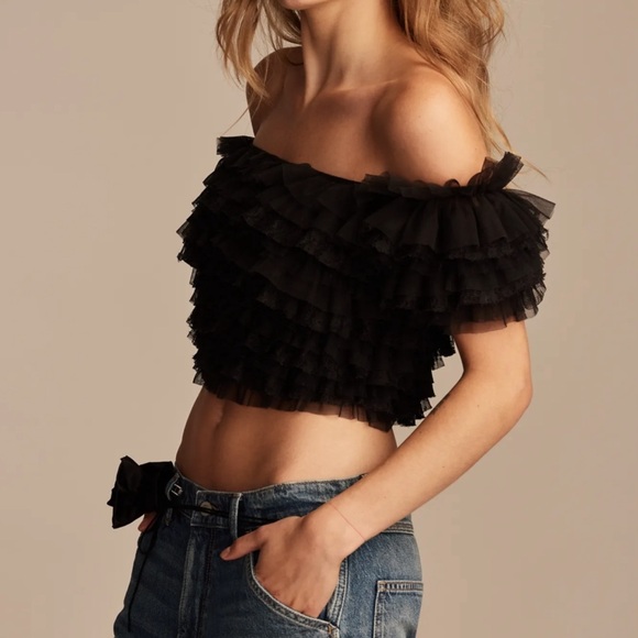 Lucky Brand Elegant Black Ruffled Top - Picture 5 of 6